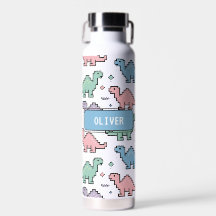 Pastel Arcade Dinosaur Pixel Silhouettes Pattern