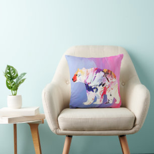 Pastel Arctic Explorer in Watercolour Cushion