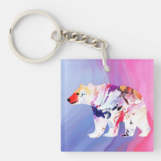 Pastel Arctic Explorer in Watercolour       Key Ring (Front)