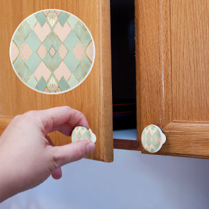 Pastel Argyle Ceramic Knob