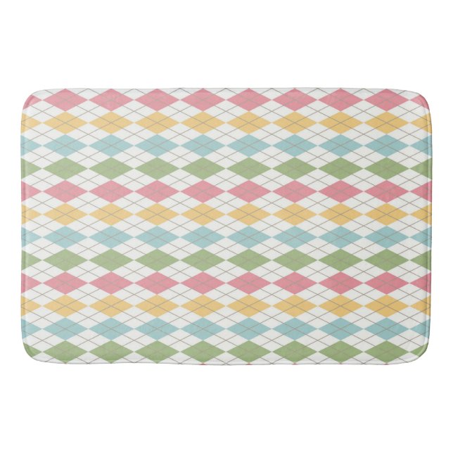 Pastel Argyle Pattern Bath Mat (Front)