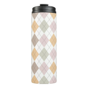 Pastel Argyle Pattern Thermal Tumbler