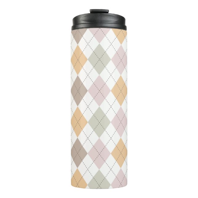 Pastel Argyle Pattern Thermal Tumbler (Front)
