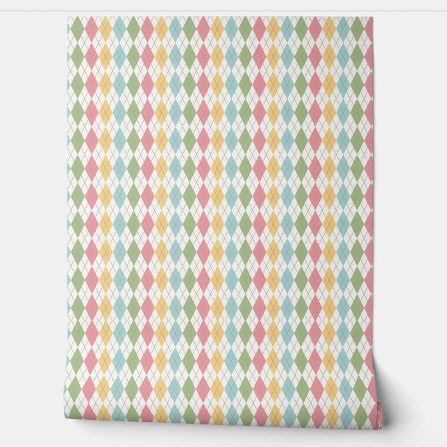 Pastel Argyle Pattern Wallpaper (Unrolling)