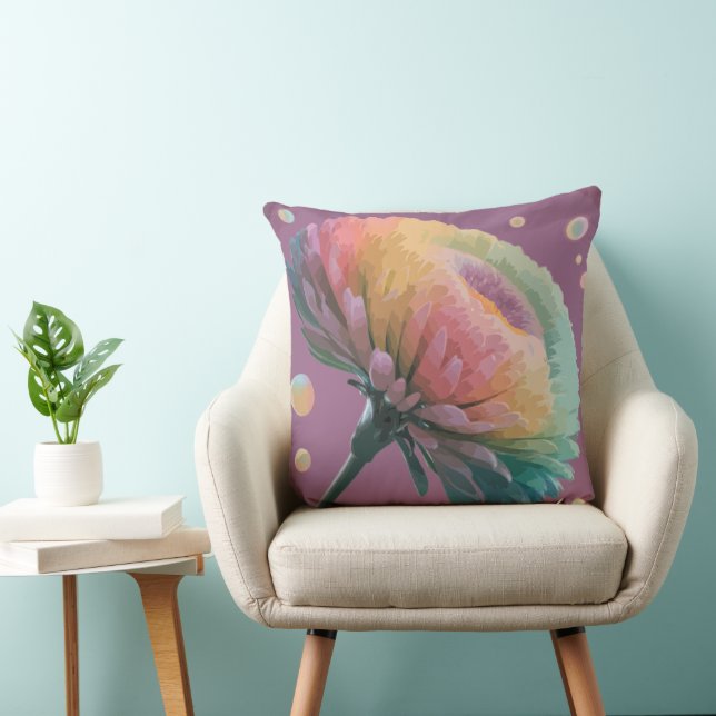 Pastel Aster Bloom 3D Throw Pillow (Chair)