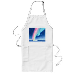 Pastel Aurora Borealis Watercolor Art Long Apron