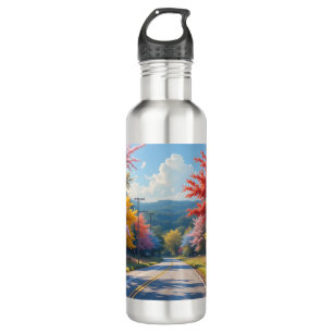 Pastel Autumn Country Road Watercolor 710 Ml Water Bottle