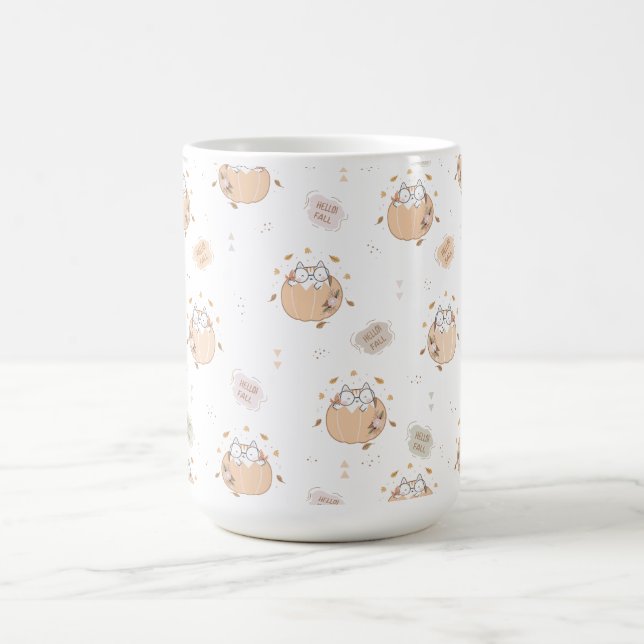 Pastel Autumn Cute Cats Coffee Mug (Center)