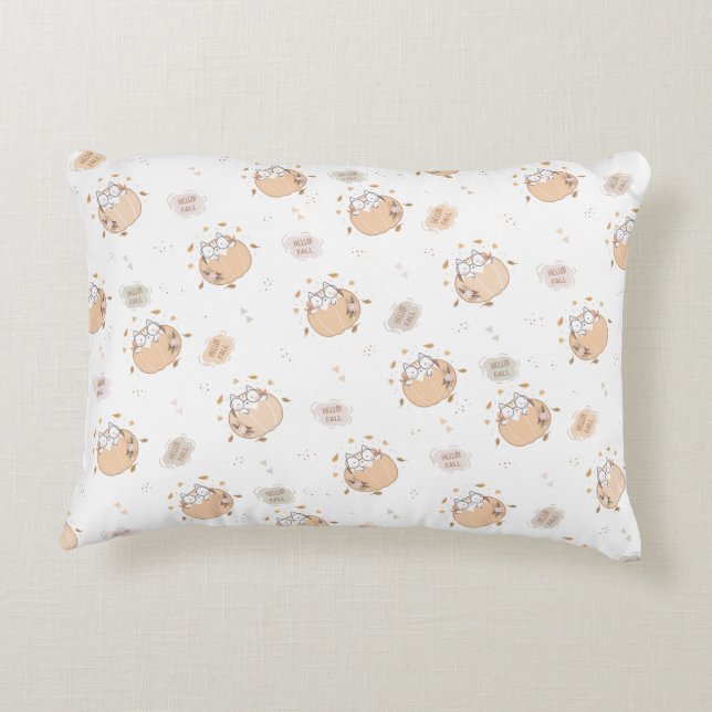 Pastel Autumn Cute Cats Decorative Cushion (Back)