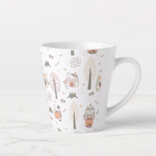 Pastel Autumn Cute Cats  Latte Mug