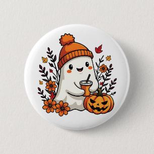 Pastel Autumn Kawaii Ghost Fall Pumpkin Spice 6 Cm Round Badge