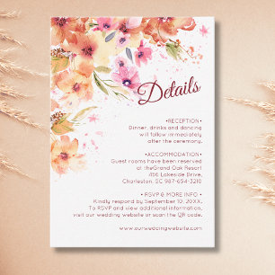 Pastel Autumn Wildflower Peony Rose Art Details Enclosure Card