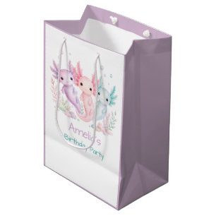Pastel Axolotl Birthday Party Medium Gift Bag
