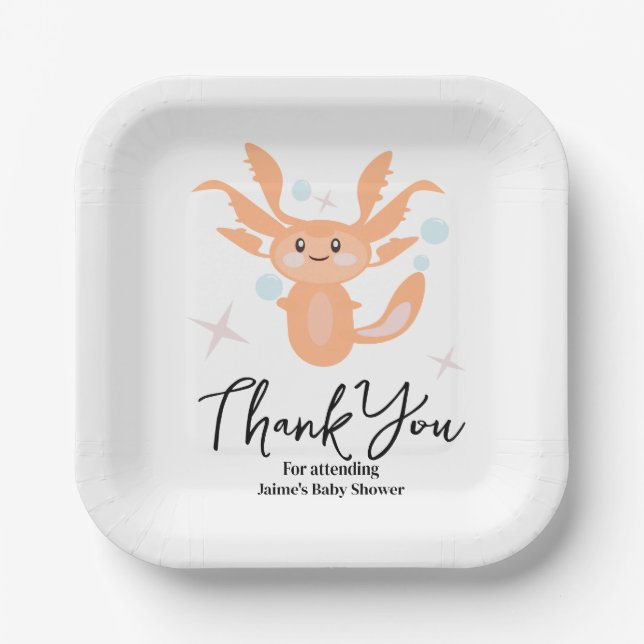 Pastel Axolotl Ocean Creature Baby Shower   Paper Plate (Front)