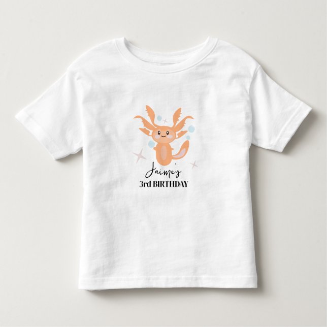 Pastel Axolotl Ocean Creature Birthday Name Toddler T-Shirt (Front)