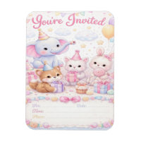 Pastel Baby Animals Birthday Invitation — You're I