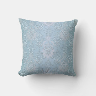 Pastel Baby Blue Damask Cushion