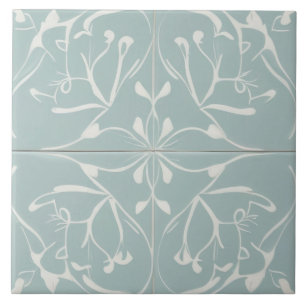 Pastel Baby Blue & White Decorative Abstract Ceramic Tile