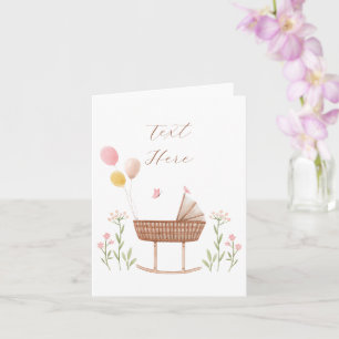 Pastel baby crib floral card