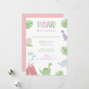 Pastel Baby Dinosaur Kids Birthday Party Holiday Card