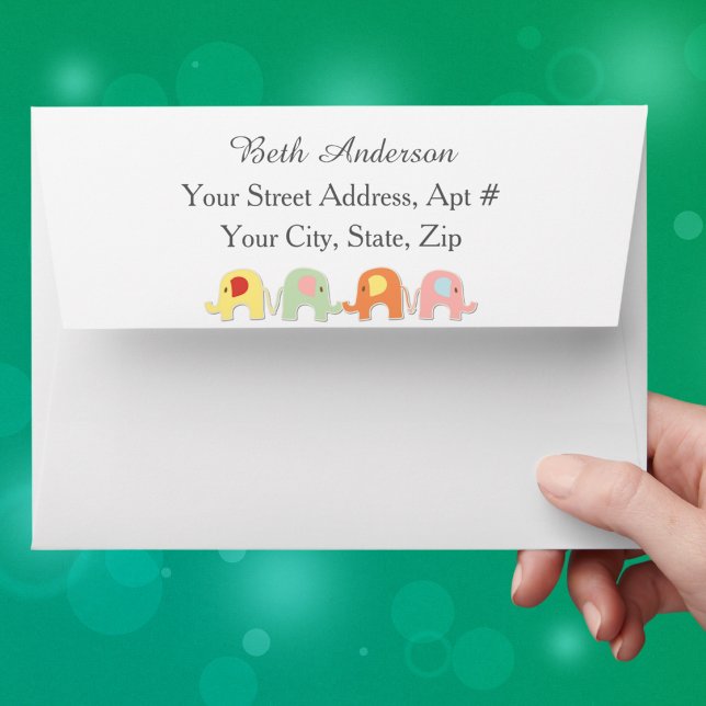 Pastel Baby Elephants Shower Envelope (Creator Uploaded)