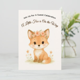 Pastel Baby Fox Floral Baby Shower, Woodland Party Invitation