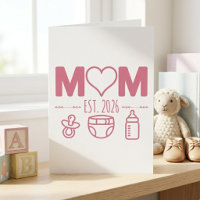 Pastel Baby Icons Mum Est Year Typography Design