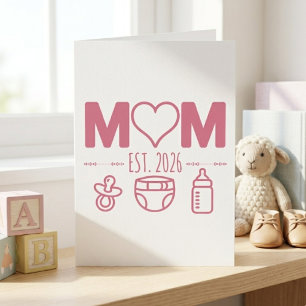 Pastel Baby Icons Mum Est Year Typography Design Card