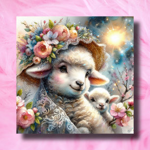 Pastel Baby Lamb and Mama Christian Easter  Holiday Card
