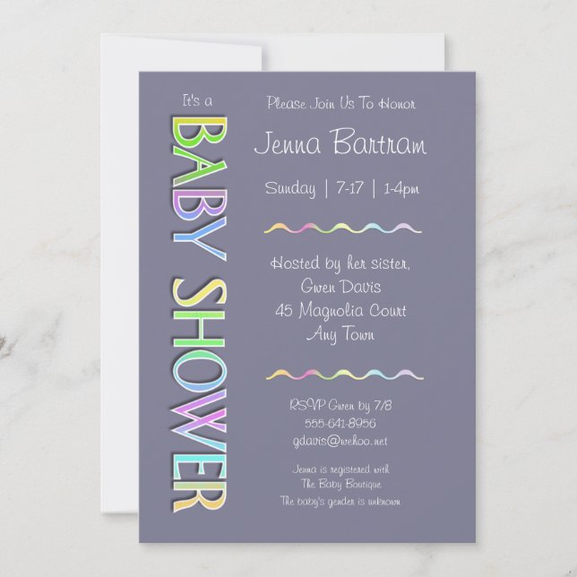 Pastel Baby Shower Gender Neutral Invitation (Front)