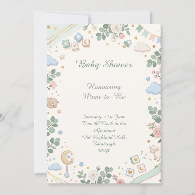Pastel Baby Shower Invitation (Front)