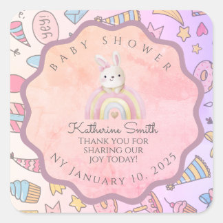 PASTEL babyshower Adorable Editable Celebration Square Sticker