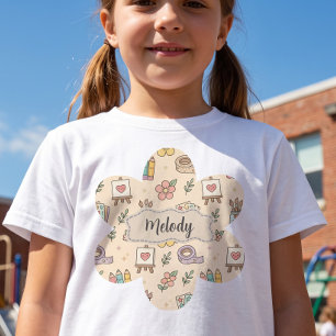 Pastel Back to School Supplies Pattern T-Shirt