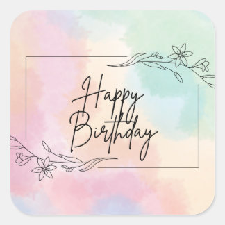 Pastel Background Birthday Square Sticker