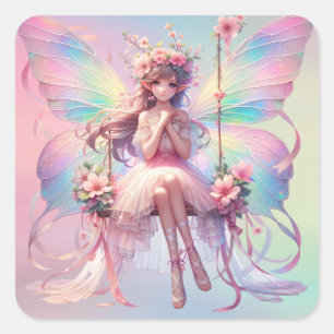 Pastel Ballerina Fairy Princess Girls Square Sticker