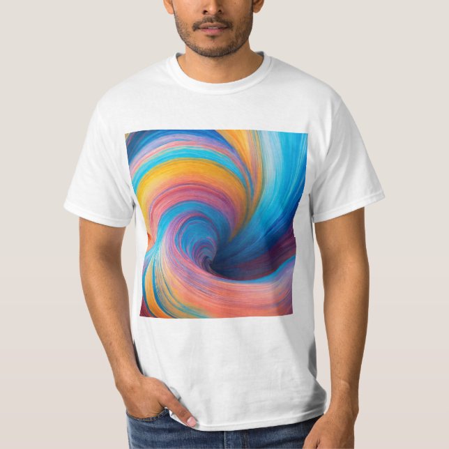 Pastel Ballet of Blue and Light Blue Swirls T-Shirt (Front)