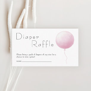 Pastel Balloon Baby Girl Shower Diaper Raffle  Enclosure Card