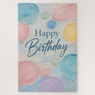 Pastel Balloon Birthday Brushstrokes Jigsaw Puzzle