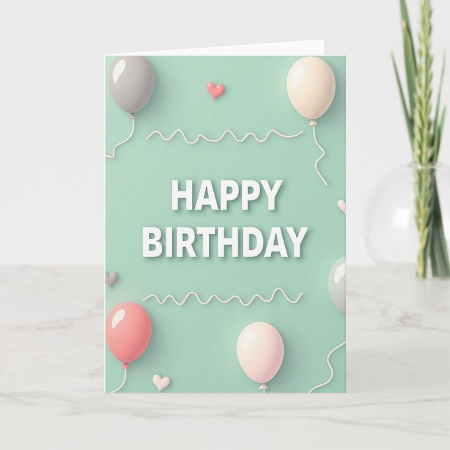 Pastel Balloon Birthday Card (Front)