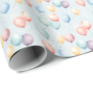 Pastel Balloon Nursery Pattern, Soft Rainbow Boys  Wrapping Paper
