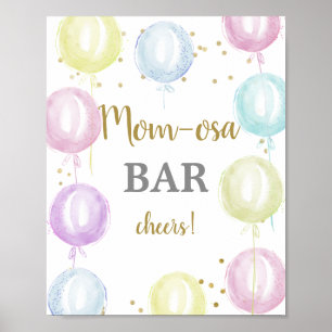 Pastel balloons Baby Shower Momosa Bar sign