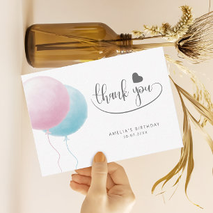Pastel Balloons Birthday Budget Thank You Card