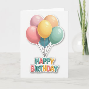 Pastel Balloons Birthday Card