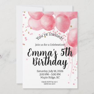 Pastel Balloons Birthday Party Invitation