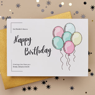Pastel Balloons Happy Birthday Postcard