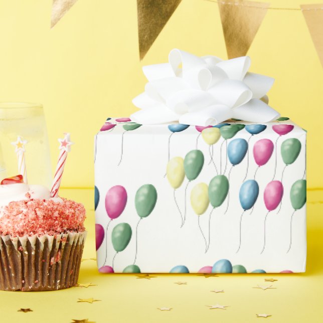 Pastel Balloons Wrapping Paper (Birthday Party)