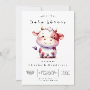 Pastel Barn Cow Baby Shower Invitation