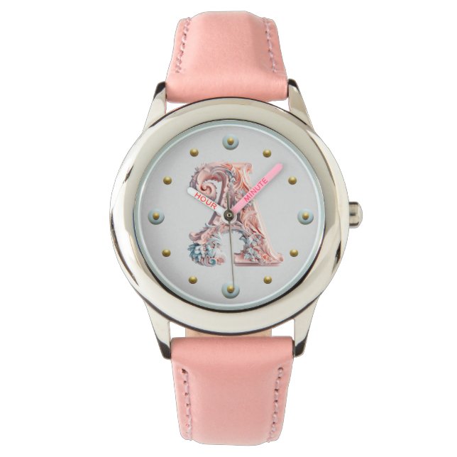 Pastel Baroque Letter A  Watch (Front)