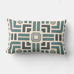 Pastel Basket Weave Motif Overlapping Stripes Lumbar Cushion