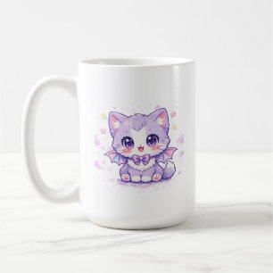 Pastel Bat Kitty Kawaii Lavender Winged Cat Coffee Mug
